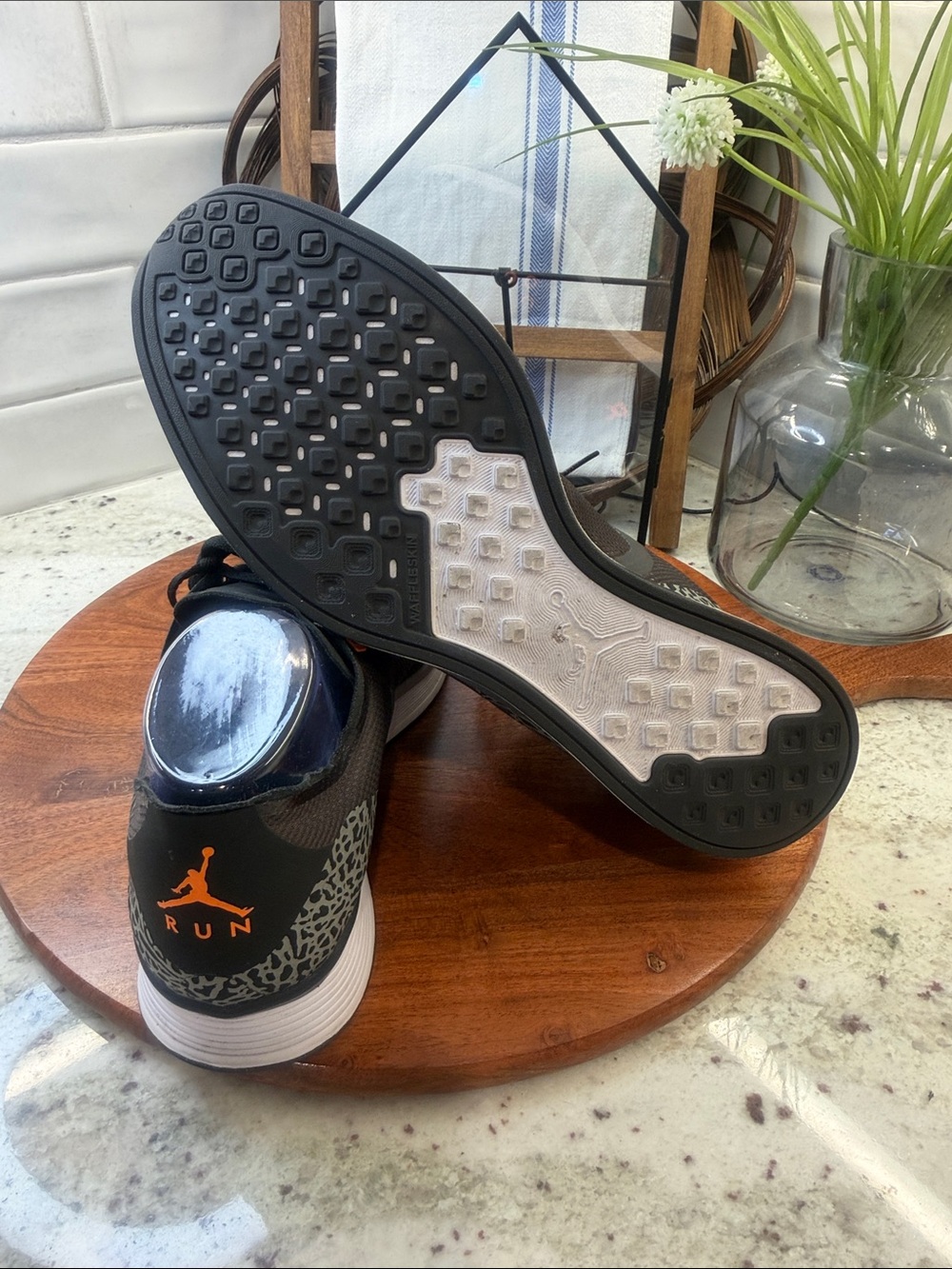 Jordan 88 Racer “Fear” Sneakers with Orange Accents and Grey Elephant Print - Picture 6 of 9